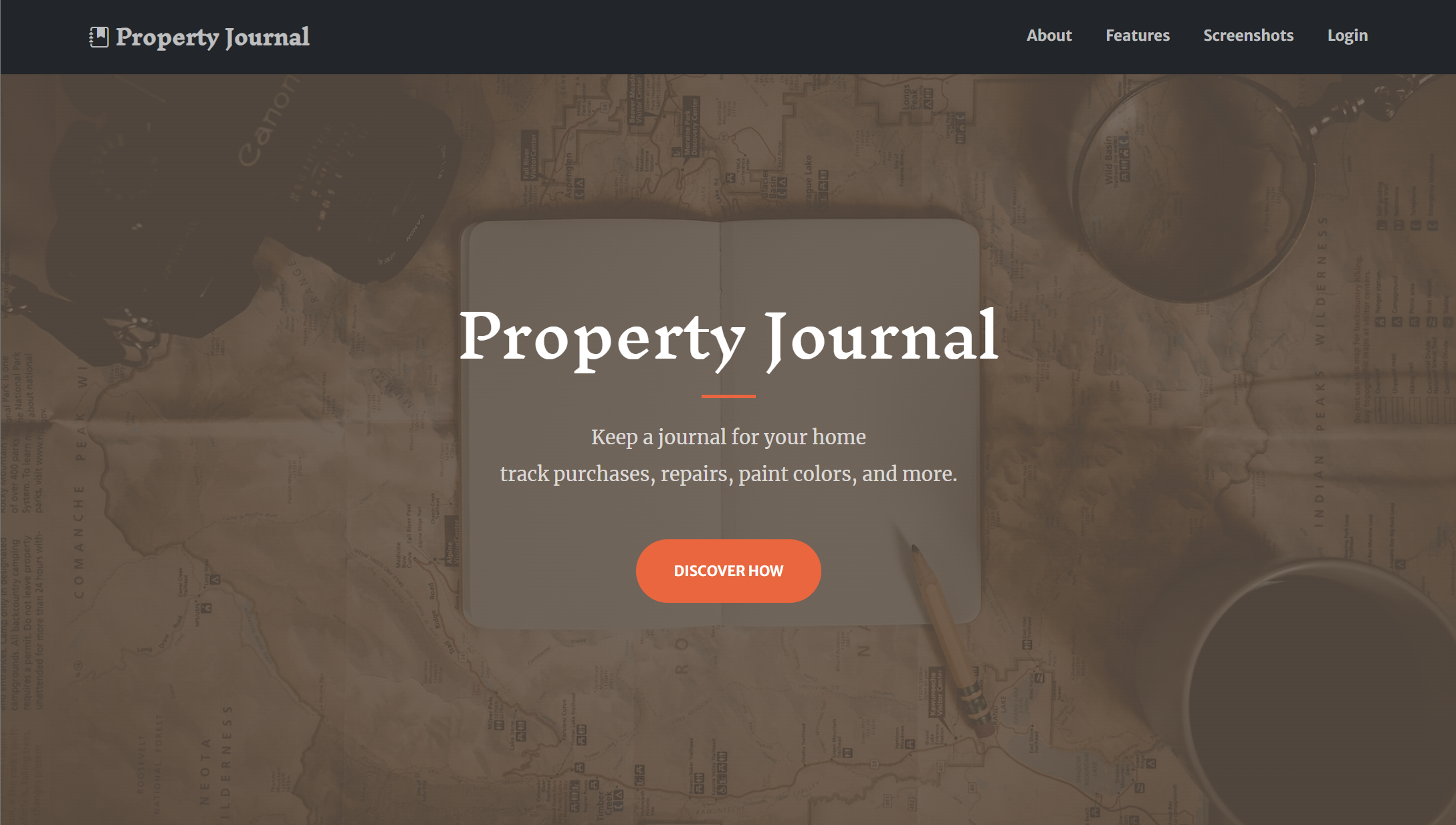 Property Journal landing page.